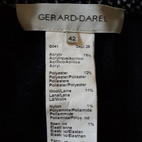 Gerard Darel Wool Faux Leather Trim Belted Button Single Breasted Blazer Sz 42 - Picture 3 of 12